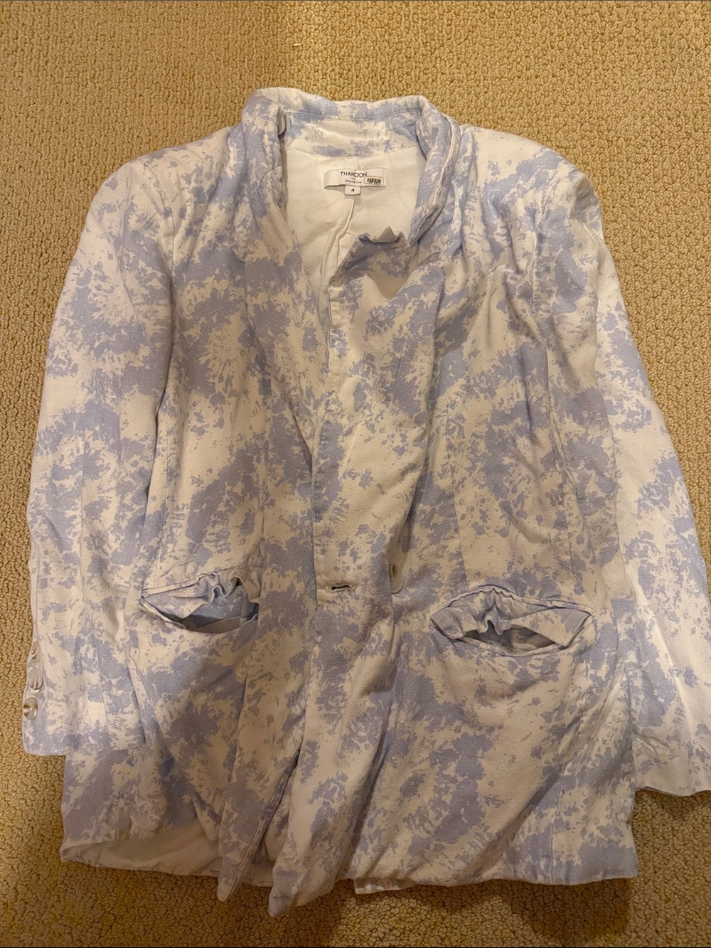 Thakoon Pale Blue and White Printed Blazer